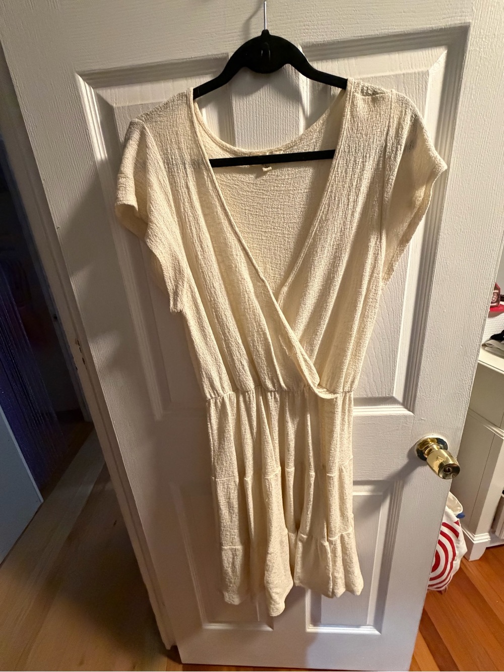 Rolla Coster Cream Short Sleeve Wrap Mini Dress